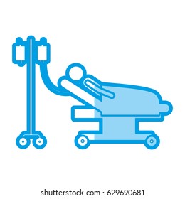blue shading silhouette with pictogram person hospitalized in clinical bed vector illustration
