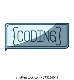 blue shading silhouette of rectangle text coding vector illustration