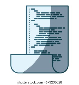 blue shading silhouette of sheet with printed source code vector illustration