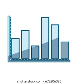 blue shading silhouette of statistical graphs with thick bars vector illustration