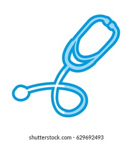 blue shading silhouette of stethoscope medical with auriculars vector illustration