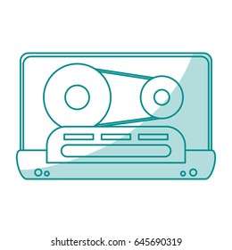 blue shading silhouette of tape cassette