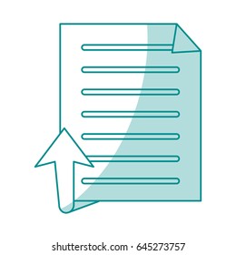blue shading silhouette of text sheet and arrow up