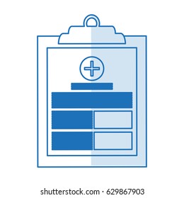blue shading table notepad medical with sheets and text