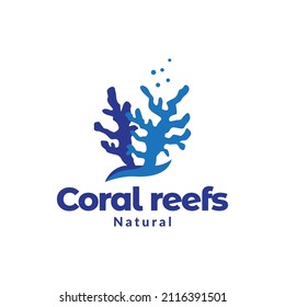 blue shape coral reef logo design, vector graphic symbol icon illustration