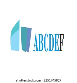 Diseño de forma azul y texto para el diseño del logotipo