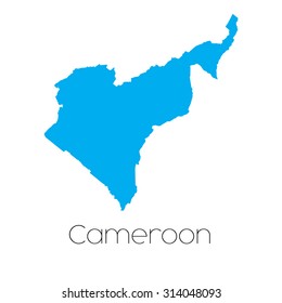 A Blue shape with name of the country of Cameroon