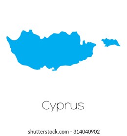 A Blue shape with name of the country of Cyprus