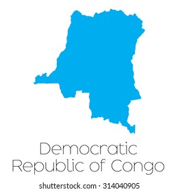 A Blue shape with name of the country of Democratic Republic of Congo