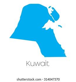 A Blue shape with name of the country of Kuwait
