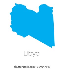 A Blue shape with name of the country of Libya