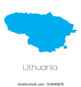 A Blue shape with name of the country of Lithuania
