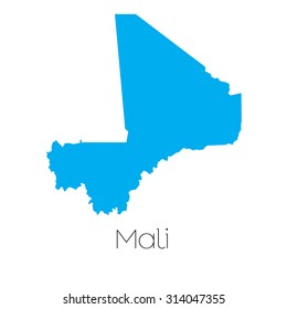 A Blue shape with name of the country of Mali