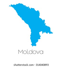 A Blue shape with name of the country of Moldova