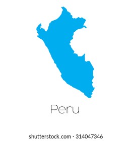 A Blue shape with name of the country of Peru