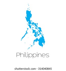 A Blue shape with name of the country of Philippines