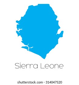 A Blue shape with name of the country of Sierra Leone