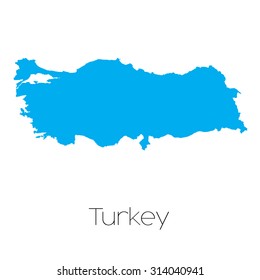 A Blue shape with name of the country of Turkey