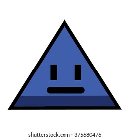 Blue Shape Triangle With Face Cartoon Vector