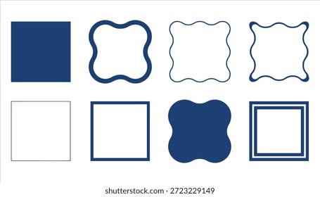Blaue Formen auf weißem Hintergrund Quadrate Rechtecke geometrische Formen