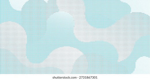 Formas azules sobre fondo blanco, con un detallado patrón de cuadrícula que añade textura e interés visual a la composición abstracta