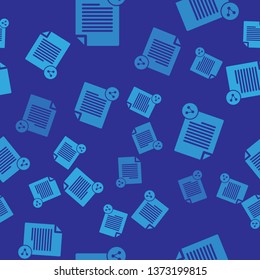 Blue Share file icon isolated seamless pattern on blue background. File sharing. File transfer sign. Vector Illustration