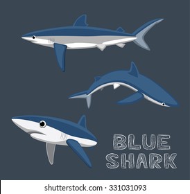 Blue Shark Cartoon Vector Illustration