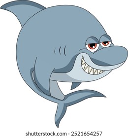 Blue shark creepy smile animal vector