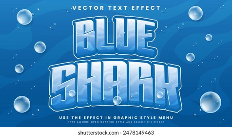 Blue Shark editable text effect template with deep sea background