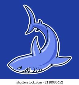 Blue Shark Fish Mascot Logo Zeichen Vektorgrafik T-Shirt-Design