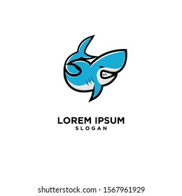 blue shark fish predator logo icon design vector illustration