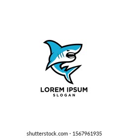 blue shark fish predator logo icon design vector illustration