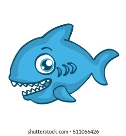 Blue shark happy cartoon design