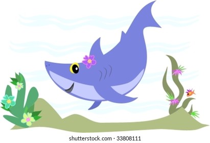 Blue Shark Having Fun Vector