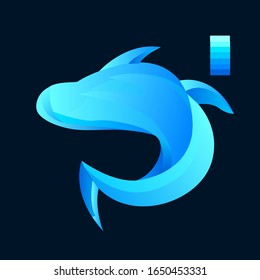 blue shark illustration for mascot, esport logo