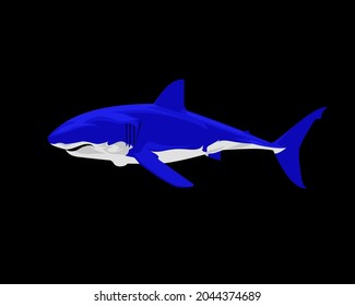 BLUE SHARK ILLUSTRATION FOR ORNAMENT