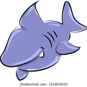 Tiburón azul, ilustración, vector sobre fondo blanco.