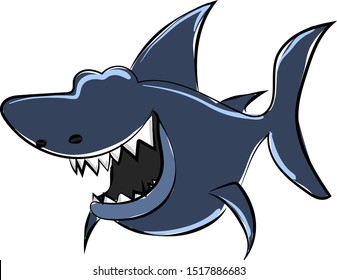 Blue shark, illustration, vector on white background.