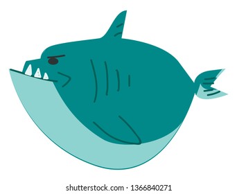 A blue shark in jumping out of water vector or color illustration