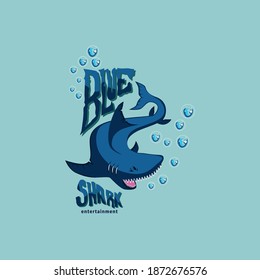 Blue Shark logo for identity in entertainment, e sports, corporate branding, hobbies, games, game depelover