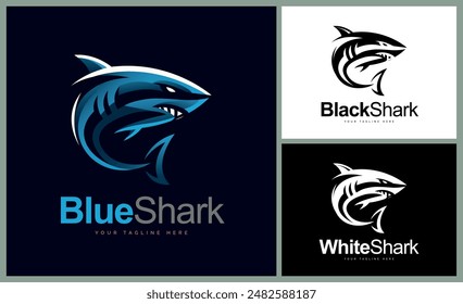 blue shark logo template design for brand or company and other