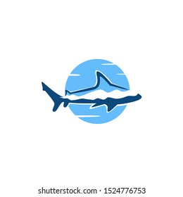 Blue Shark Ocean Logo Vector Design