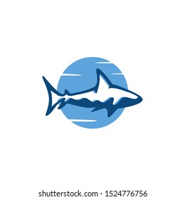 Blue Shark Ocean Logo Vector Design