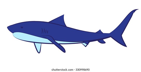Blue shark on a white background. Illustration of a shark vector.