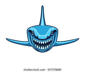 Blue shark with open jaws on a white background. Vector illustration