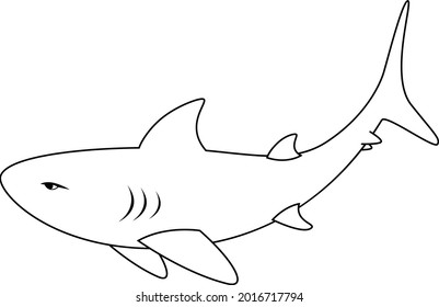 Blue Shark Outline Vector Art Illustration Stock Vector (Royalty Free ...