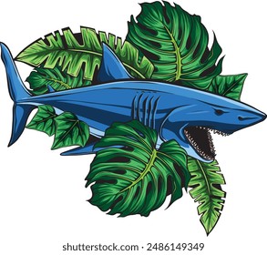 Blue shark shark predator sea ocean Flat