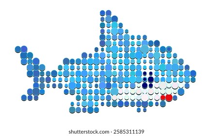 Blue shark sea. Pixel mosaic of dots.