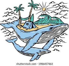 Blue shark sea vector graphic t-shirt design