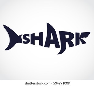 Blue Shark Shape Text Logo